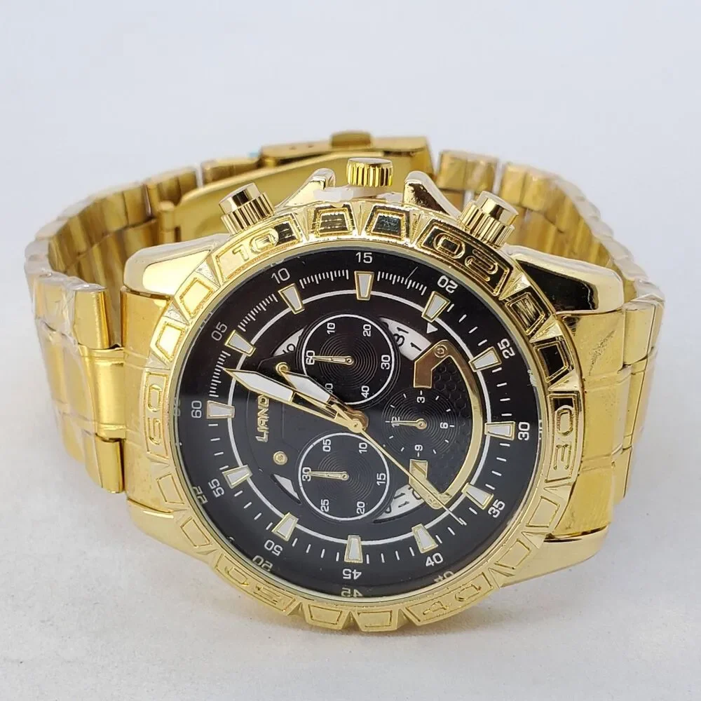 Men's Watch 44MM Gold Case Black Dial Date Indicator Gold Bracelet 8